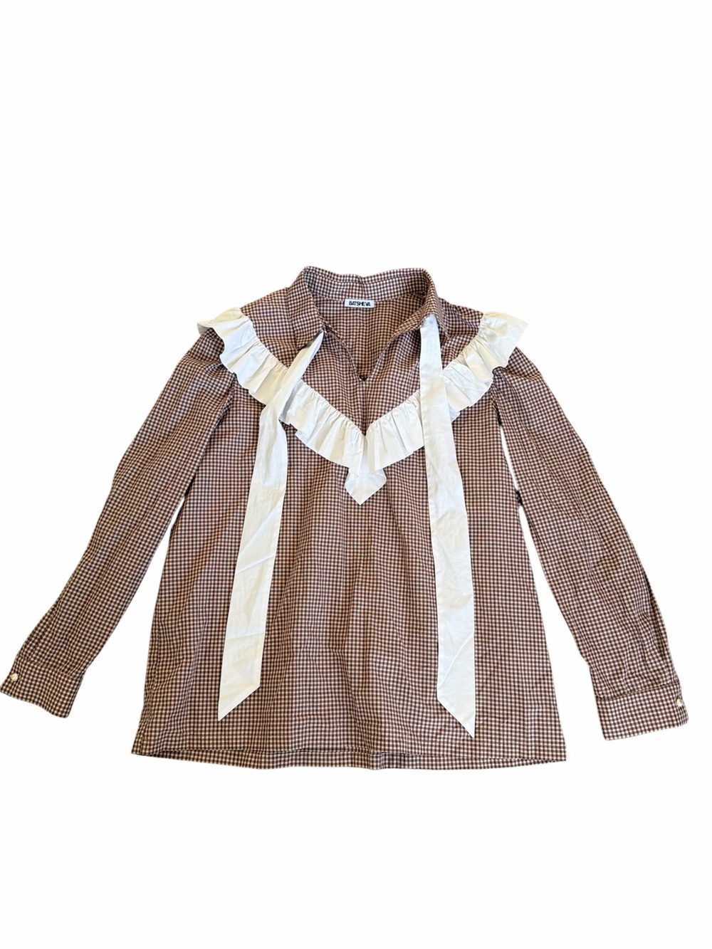 BATSHEVA - Carol Ruffled Gingham Cotton Blouse
